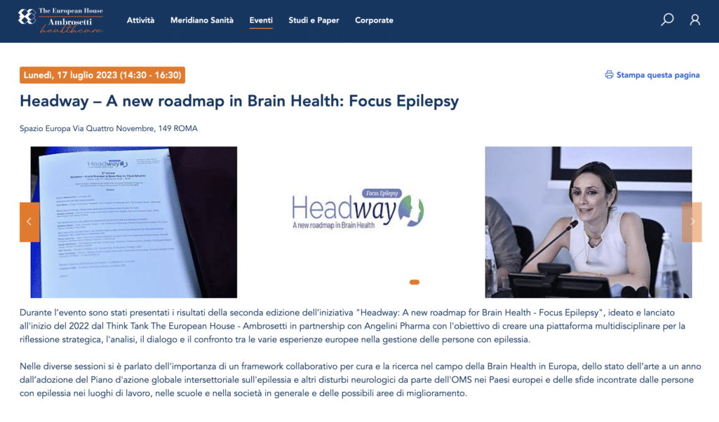 Τη δημοσίευση της δεύτερης έκδοσης της Έκθεσης «Headway – Ένας νέος οδικός χάρτης για την Υγεία του Εγκεφάλου: Εστιάζοντας στην Επιληψία», ανακοίνωσαν, η Angelini Pharma